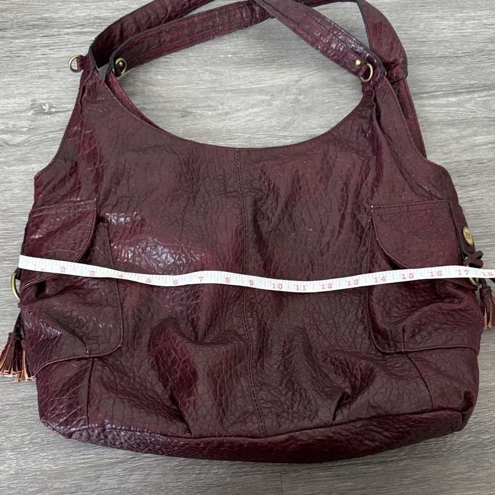 Burgundy Faux Leather Hobo Bag - Picture 7 of 11
